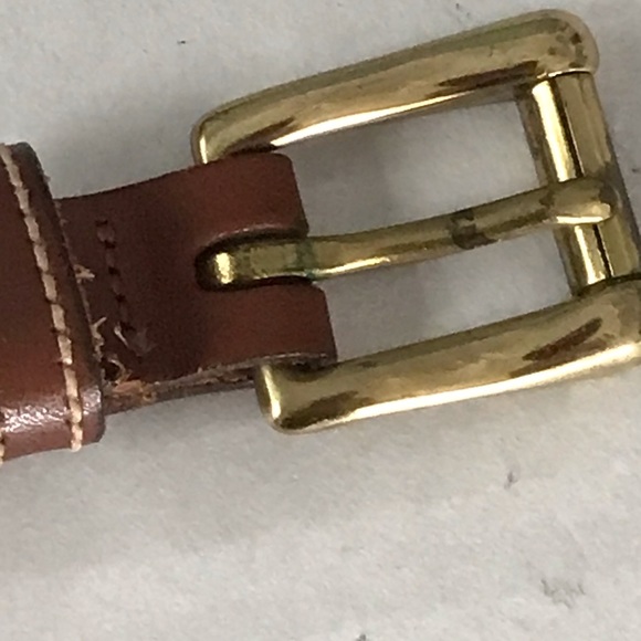 DOONEY & BOURKE Belt Leather & Canvas Navy with Green Stripe Vintage Sz 26 - Picture 12 of 14